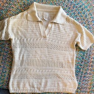 Joie cream super soft Knit Polo Top